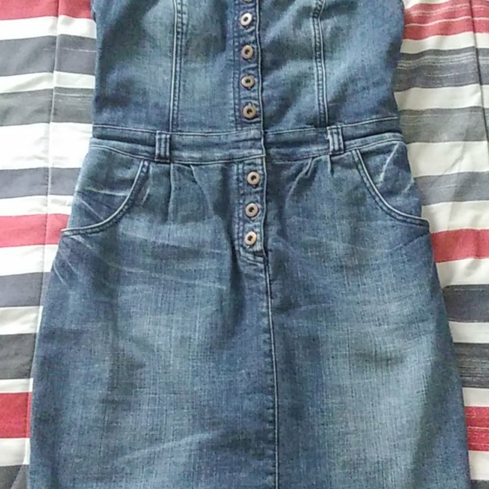 NWOT H&M Denim Button Up Dress Dark Wash